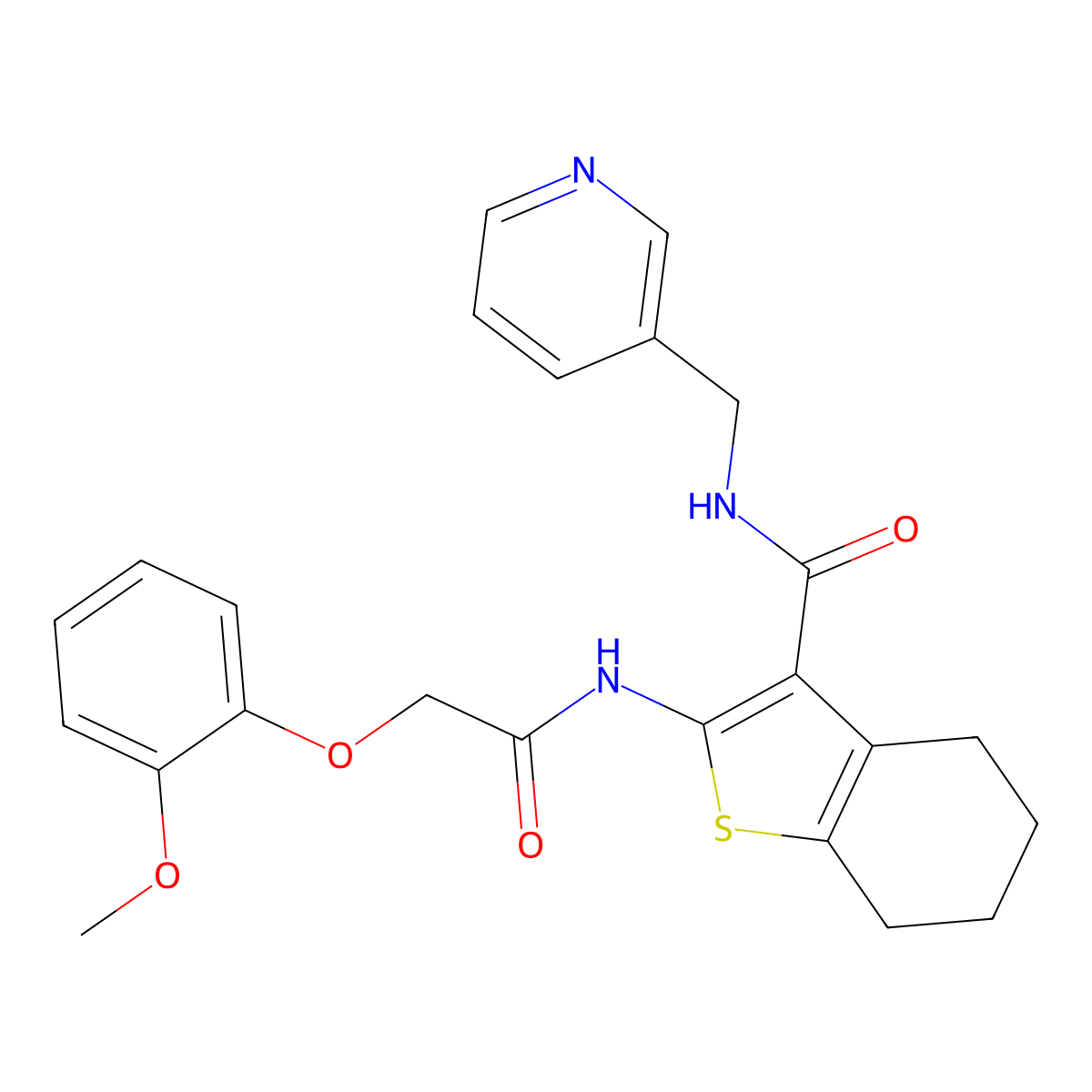 2-{[(2-methoxyphenoxy)acetyl]amino}-N-(3-pyridinylmethyl)-4,5,6,7-tetrahydro-1-benzothiophene-3-carboxamide molecular structure, CAS 617680-58-7