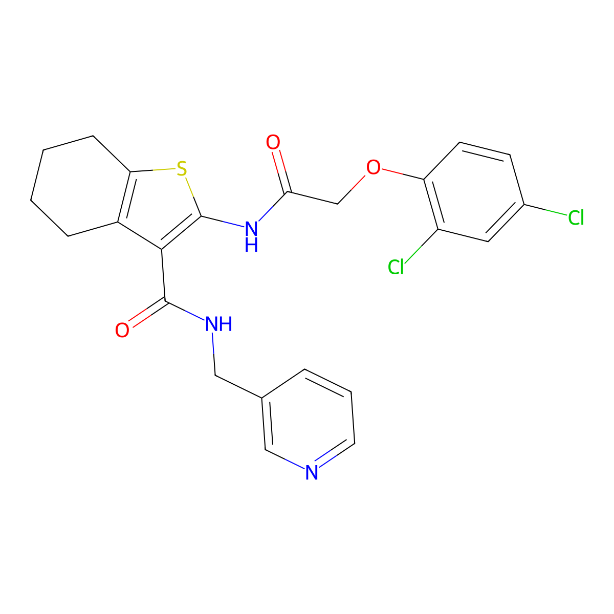 2-{[(2,4-dichlorophenoxy)acetyl]amino}-N-(3-pyridinylmethyl)-4,5,6,7-tetrahydro-1-benzothiophene-3-carboxamide molecular structure, CAS 617680-60-1
