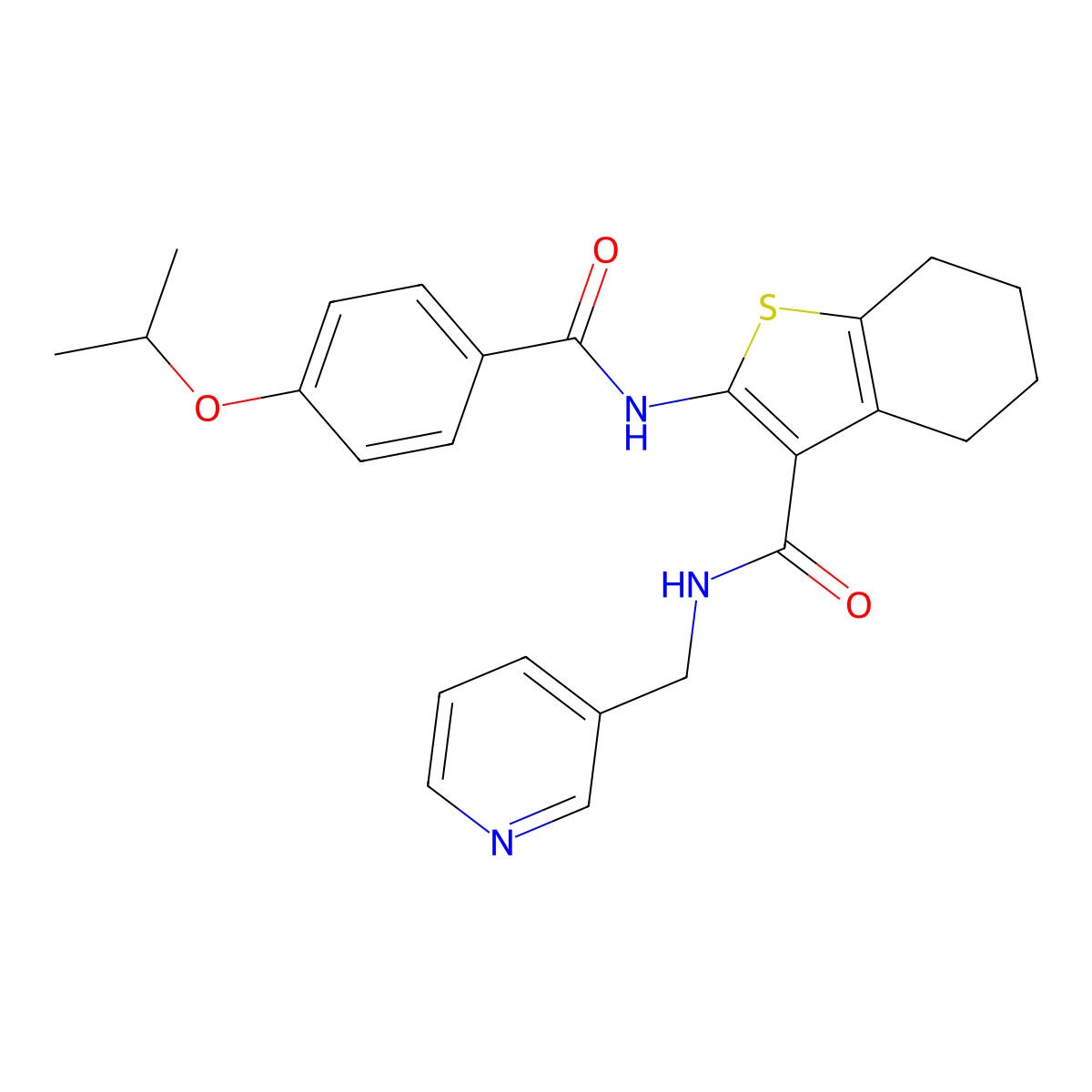 2-[(4-isopropoxybenzoyl)amino]-N-(3-pyridinylmethyl)-4,5,6,7-tetrahydro-1-benzothiophene-3-carboxamide molecular structure, CAS 617681-07-9