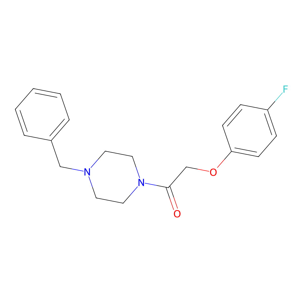 1-Benzyl-4-[(4-fluorophenoxy)acetyl]piperazine molecular structure, CAS 617694-00-5