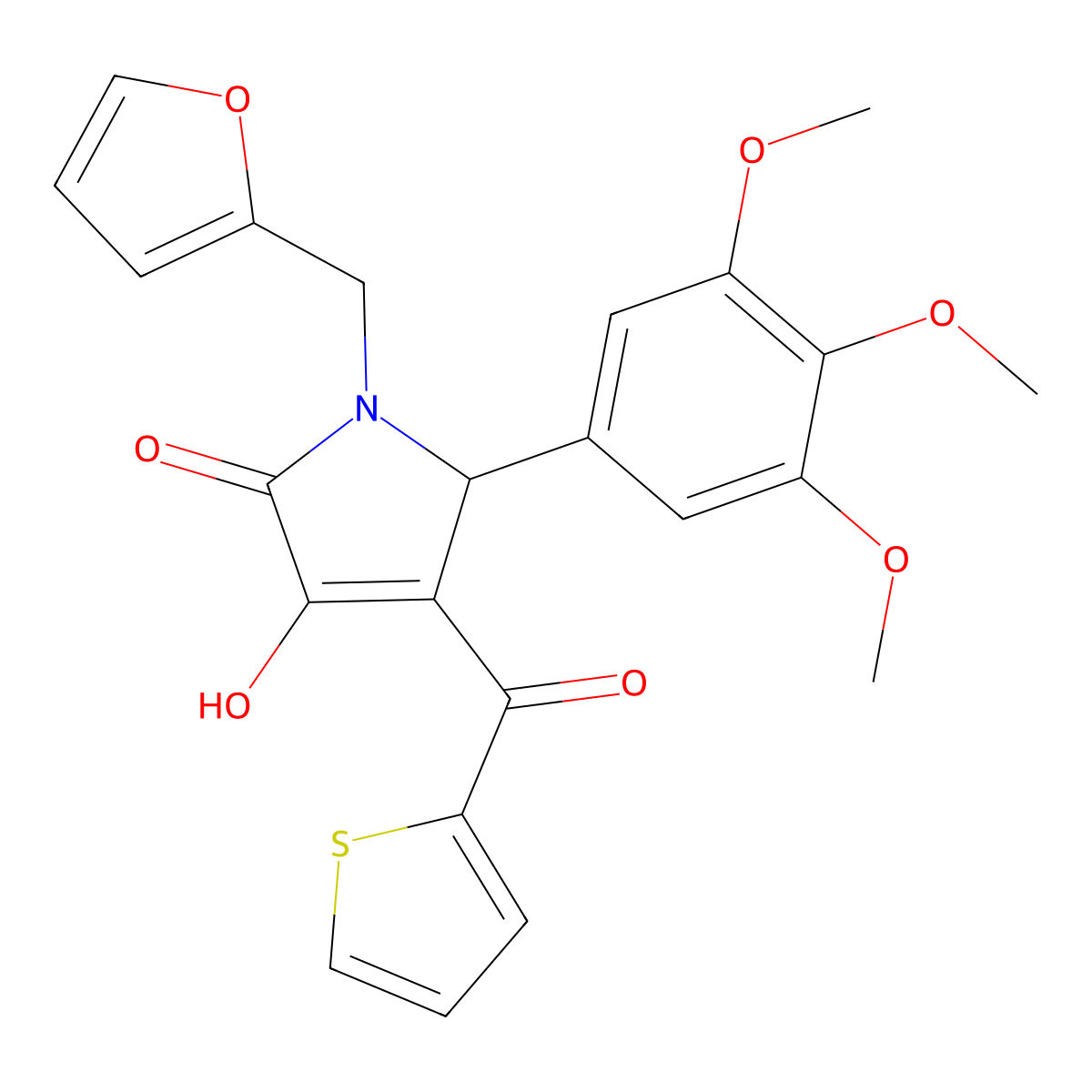 1-(Furan-2-ylmethyl)-3-hydroxy-4-(thiophene-2-carbonyl)-5-(3,4,5-trimethoxyphenyl)-1H-pyrrol-2(5H)-one molecular structure, CAS 617694-13-0