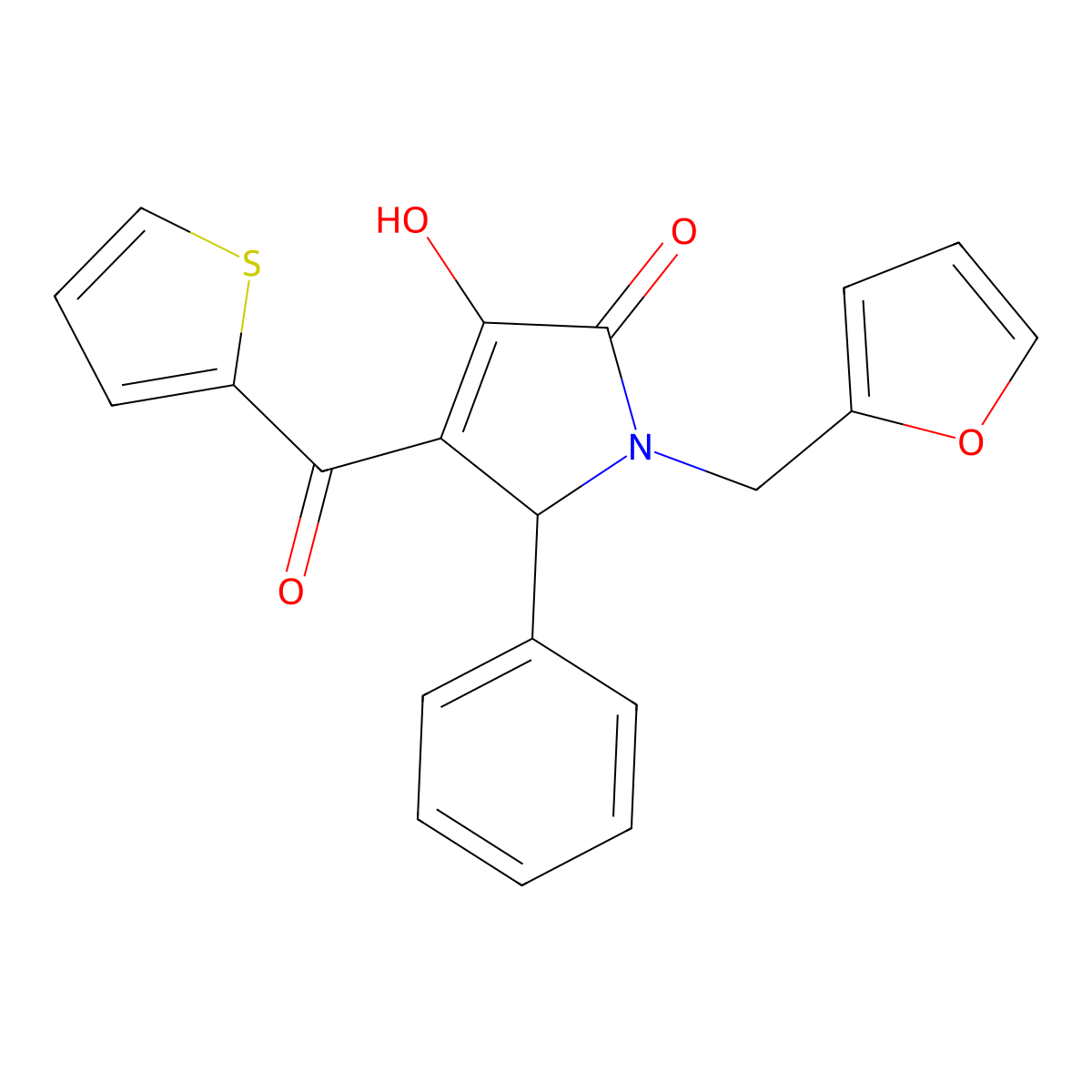 1-(2-Furylmethyl)-3-HO-5-PH-4-(2-thienylcarbonyl)-1,5-dihydro-2H-pyrrol-2-one molecular structure, CAS 617694-14-1