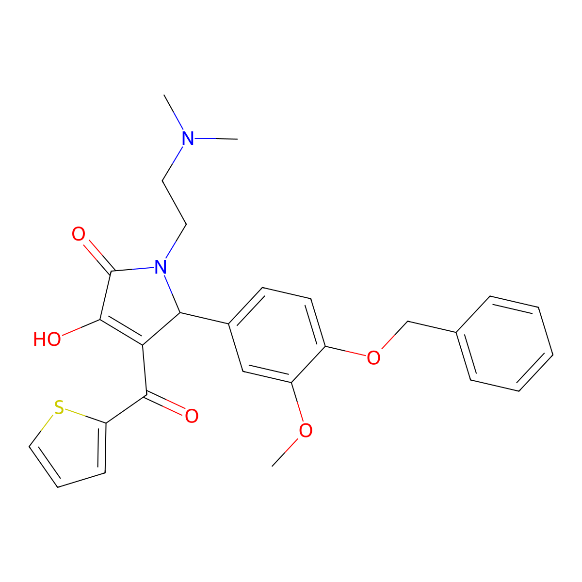 5-(4-(Benzyloxy)-3-methoxyphenyl)-1-(2-(dimethylamino)ethyl)-3-hydroxy-4-(thiophene-2-carbonyl)-1H-pyrrol-2(5H)-one molecular structure, CAS 617694-15-2