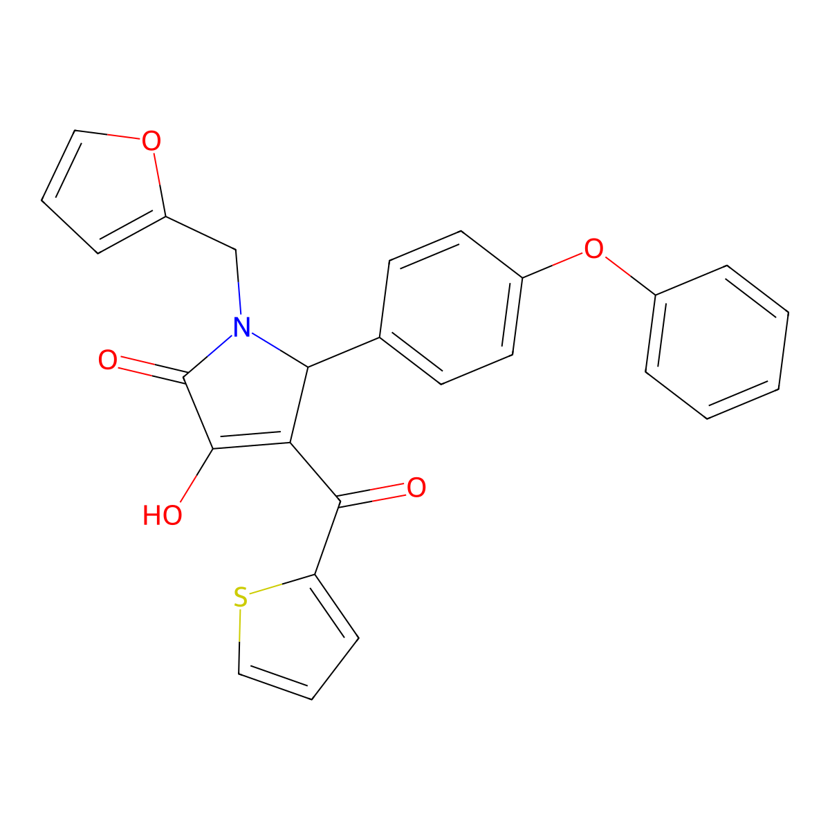 1-(Furan-2-ylmethyl)-3-hydroxy-5-(4-phenoxyphenyl)-4-(thiophene-2-carbonyl)-1H-pyrrol-2(5H)-one molecular structure, CAS 617694-17-4