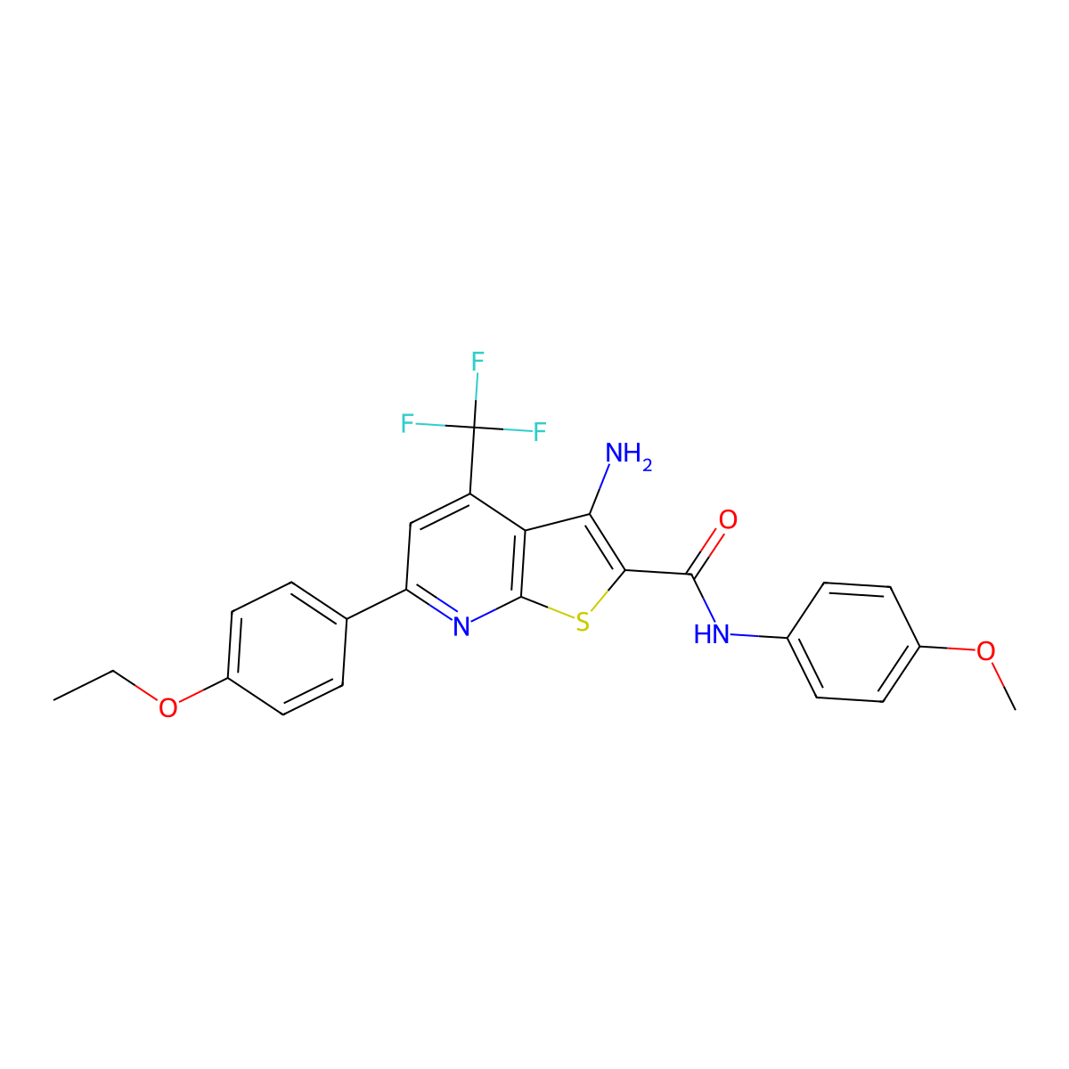 3-Amino-6-(4-ethoxyphenyl)-N-(4-methoxyphenyl)-4-(trifluoromethyl)thieno[2,3-B]pyridine-2-carboxamide molecular structure, CAS 617694-25-4