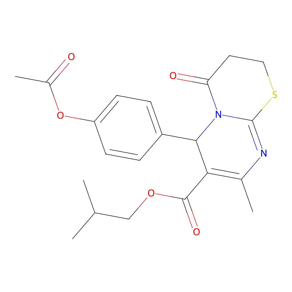 Isobutyl 6-[4-(acetyloxy)phenyl]-8-methyl-4-oxo-3,4-dihydro-2H,6H-pyrimido[2,1-B][1,3]thiazine-7-carboxylate molecular structure, CAS 617694-65-2