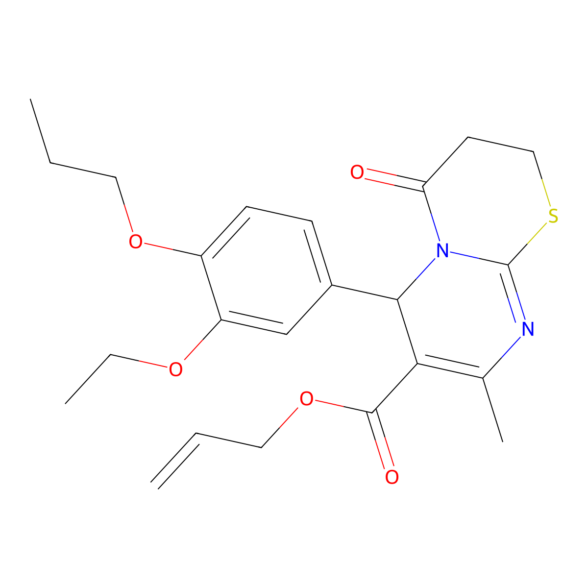 Allyl 6-(3-ethoxy-4-propoxyphenyl)-8-methyl-4-oxo-3,4-dihydro-2H,6H-pyrimido[2,1-B][1,3]thiazine-7-carboxylate molecular structure, CAS 617694-66-3