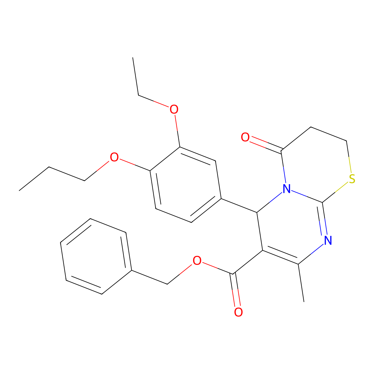 Benzyl 6-(3-ethoxy-4-propoxyphenyl)-8-methyl-4-oxo-3,4-dihydro-2H,6H-pyrimido[2,1-B][1,3]thiazine-7-carboxylate molecular structure, CAS 617694-68-5