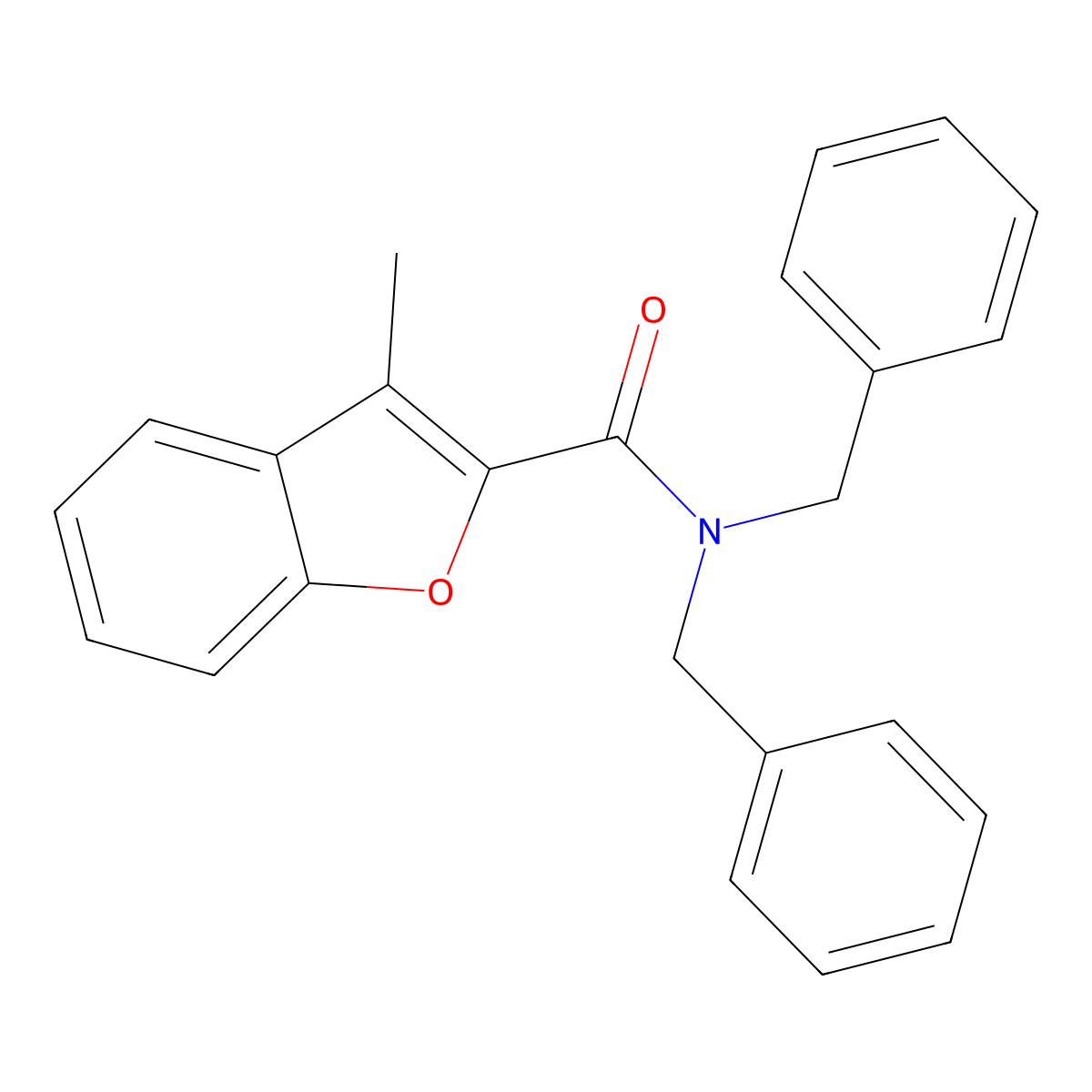 N,N-Dibenzyl-3-methyl-1-benzofuran-2-carboxamide molecular structure, CAS 617695-07-5