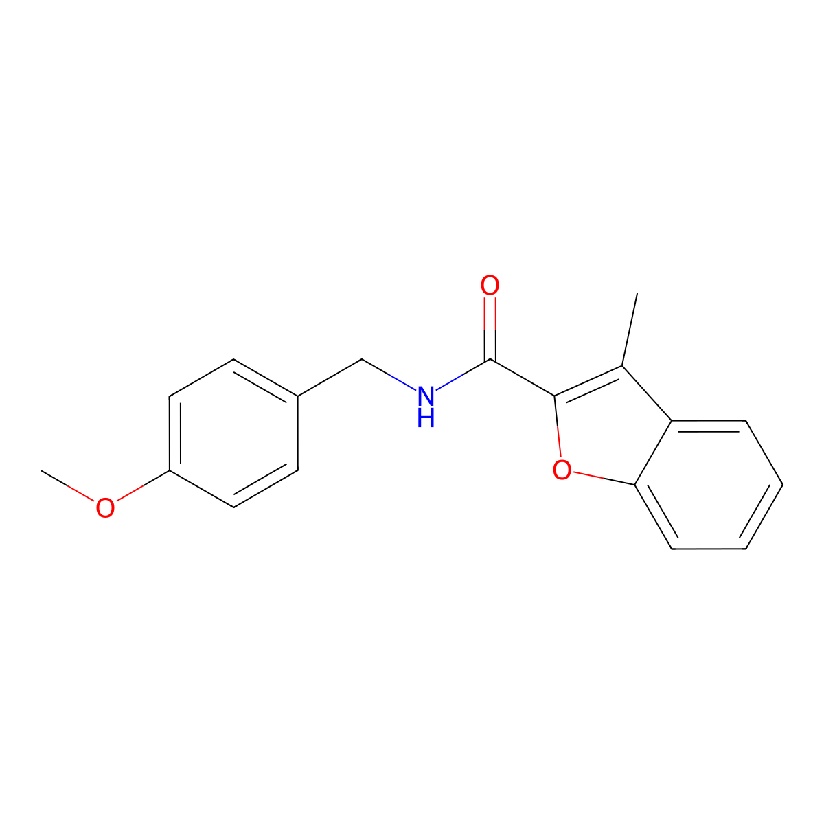 N-(4-Methoxybenzyl)-3-methyl-1-benzofuran-2-carboxamide molecular structure, CAS 617695-08-6
