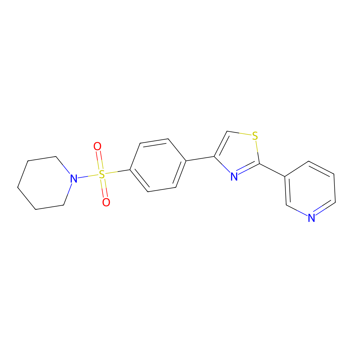 3-{4-[4-(1-Piperidinylsulfonyl)phenyl]-1,3-thiazol-2-yl}pyridine molecular structure, CAS 617695-11-1