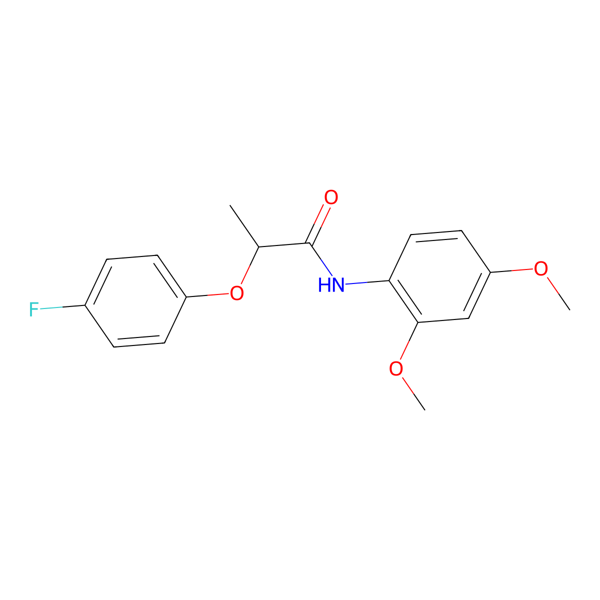 N-(2,4-dimethoxyphenyl)-2-(4-fluorophenoxy)propanamide molecular structure, CAS 617695-95-1