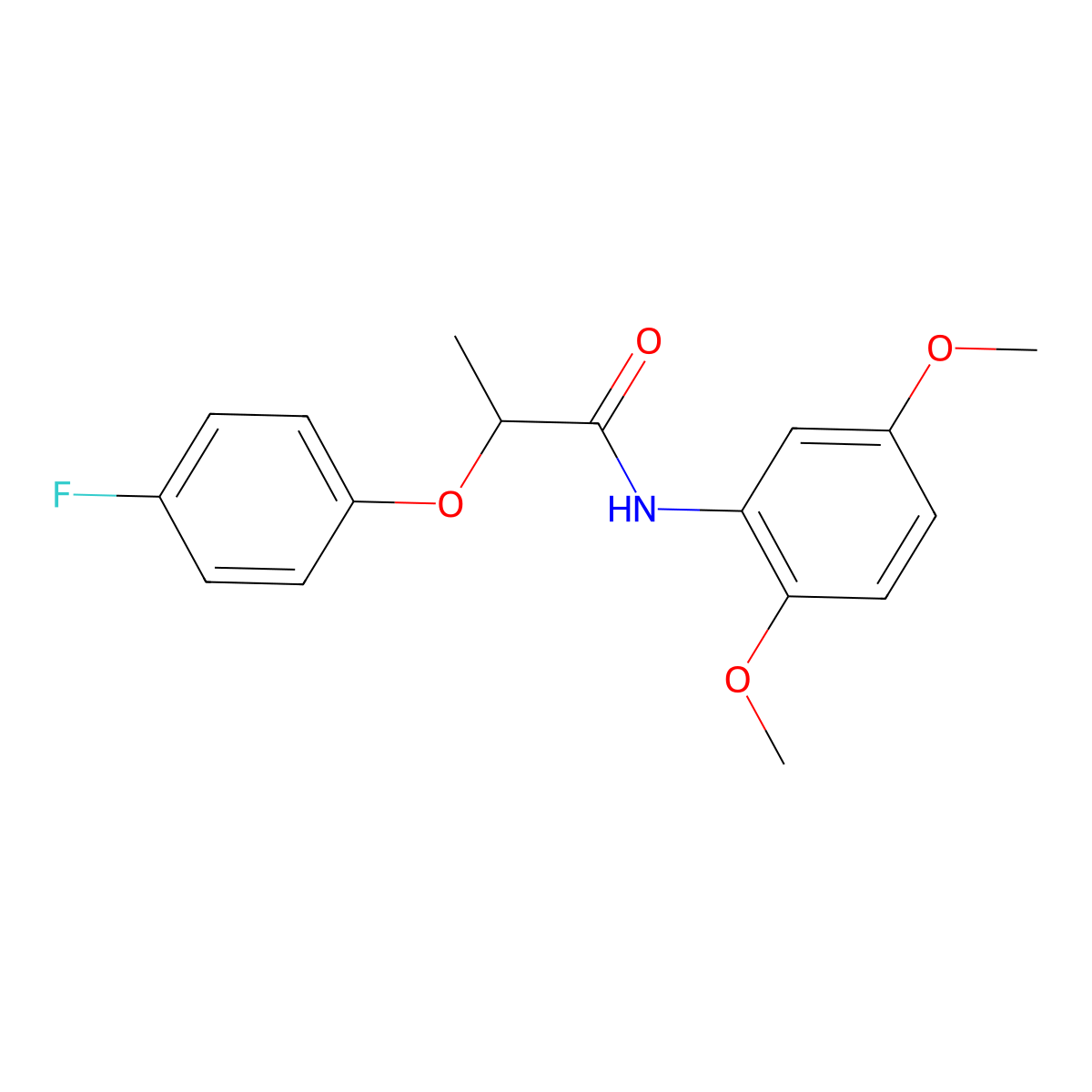 N-(2,5-dimethoxyphenyl)-2-(4-fluorophenoxy)propanamide molecular structure, CAS 617695-97-3