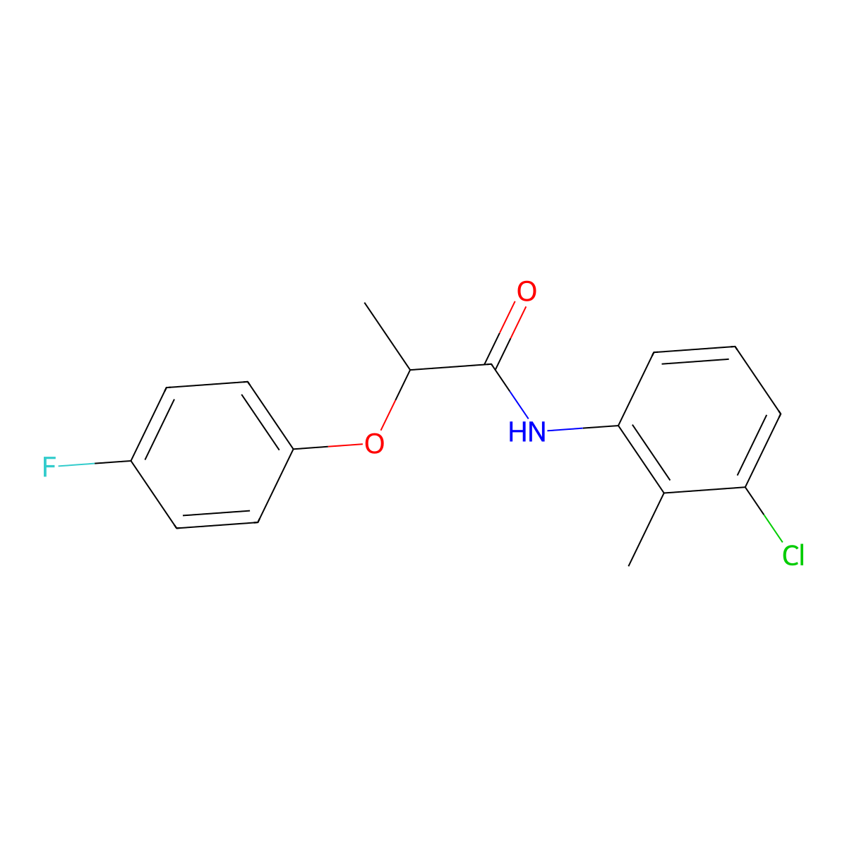 N-(3-chloro-2-methylphenyl)-2-(4-fluorophenoxy)propanamide molecular structure, CAS 617696-00-1