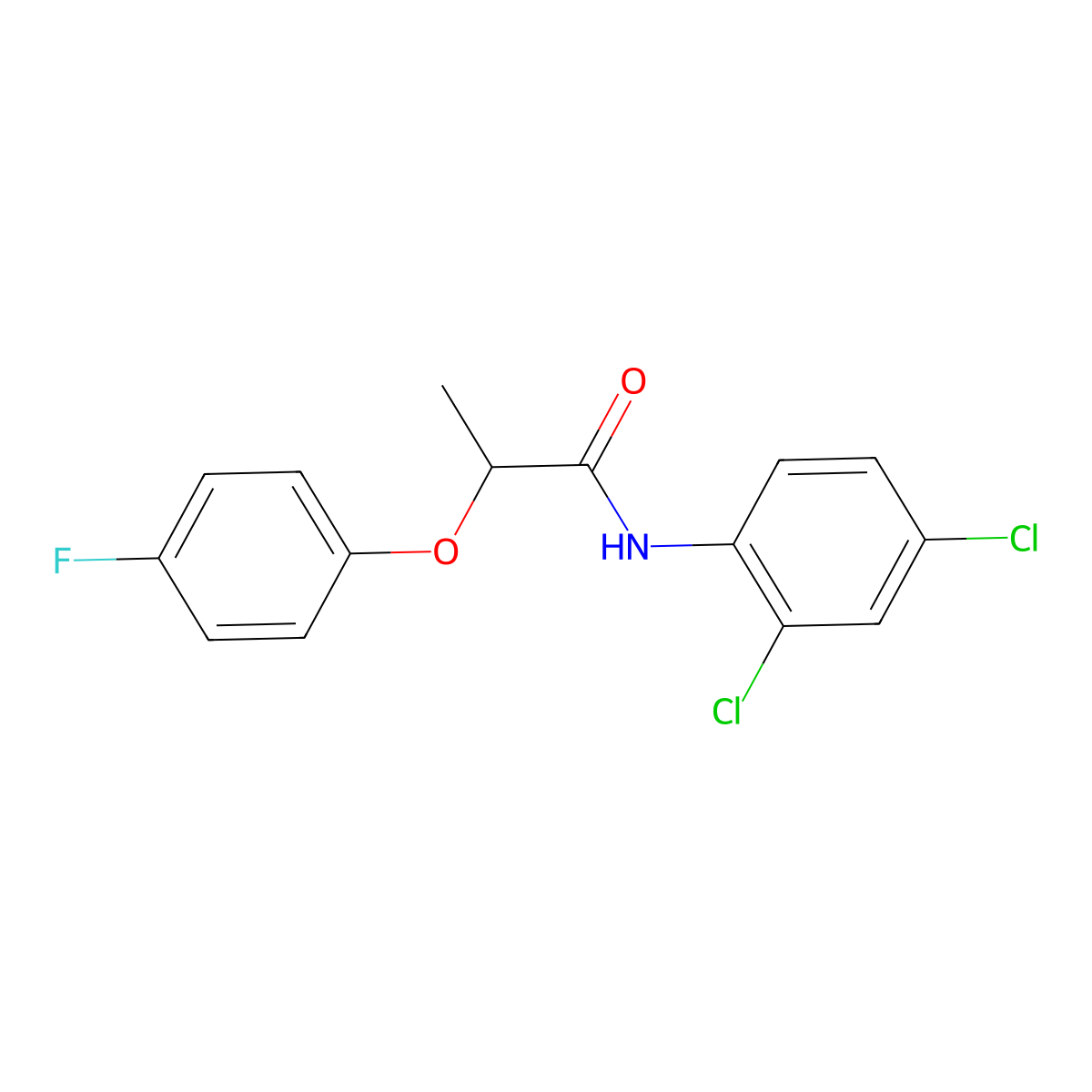 N-(2,4-dichlorophenyl)-2-(4-fluorophenoxy)propanamide molecular structure, CAS 617696-04-5