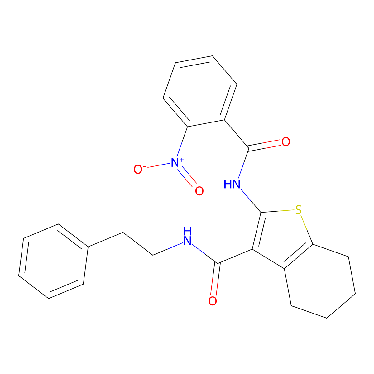 2-(2-nitrobenzamido)-N-phenethyl-4,5,6,7-tetrahydrobenzo[b]thiophene-3-carboxamide molecular structure, CAS 617696-05-6