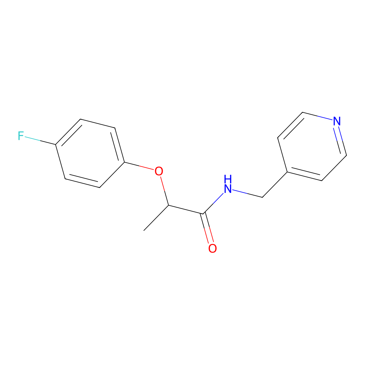 2-(4-fluorophenoxy)-N-(pyridin-4-ylmethyl)propanamide molecular structure, CAS 617696-09-0