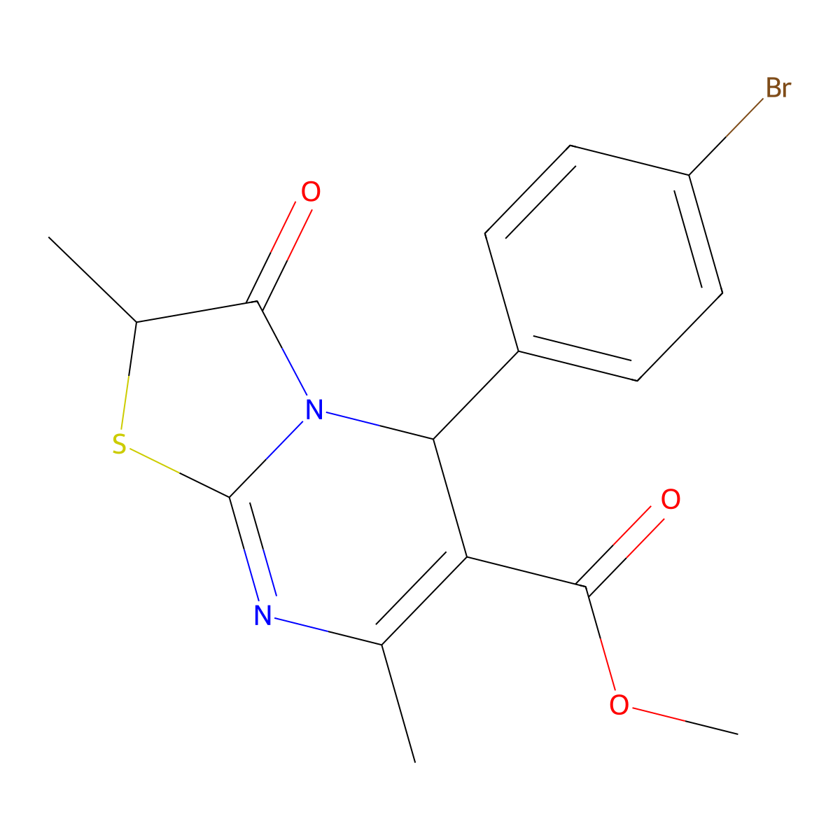 Methyl 5-(4-bromophenyl)-2,7-dimethyl-3-oxo-2,3-dihydro-5H-(1,3)thiazolo(3,2-A)pyrimidine-6-carboxylate molecular structure, CAS 617696-65-8