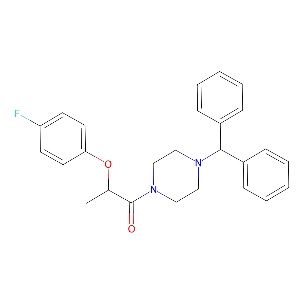 1-(4-Benzhydrylpiperazin-1-yl)-2-(4-fluorophenoxy)propan-1-one molecular structure, CAS 617696-70-5