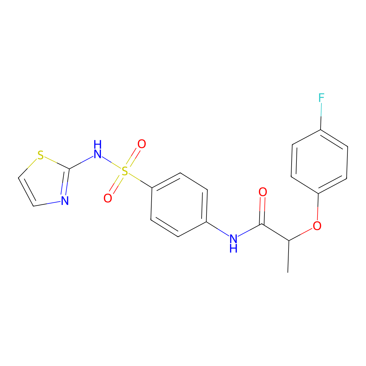 2-(4-fluorophenoxy)-N-[4-(1,3-thiazol-2-ylsulfamoyl)phenyl]propanamide molecular structure, CAS 617696-74-9