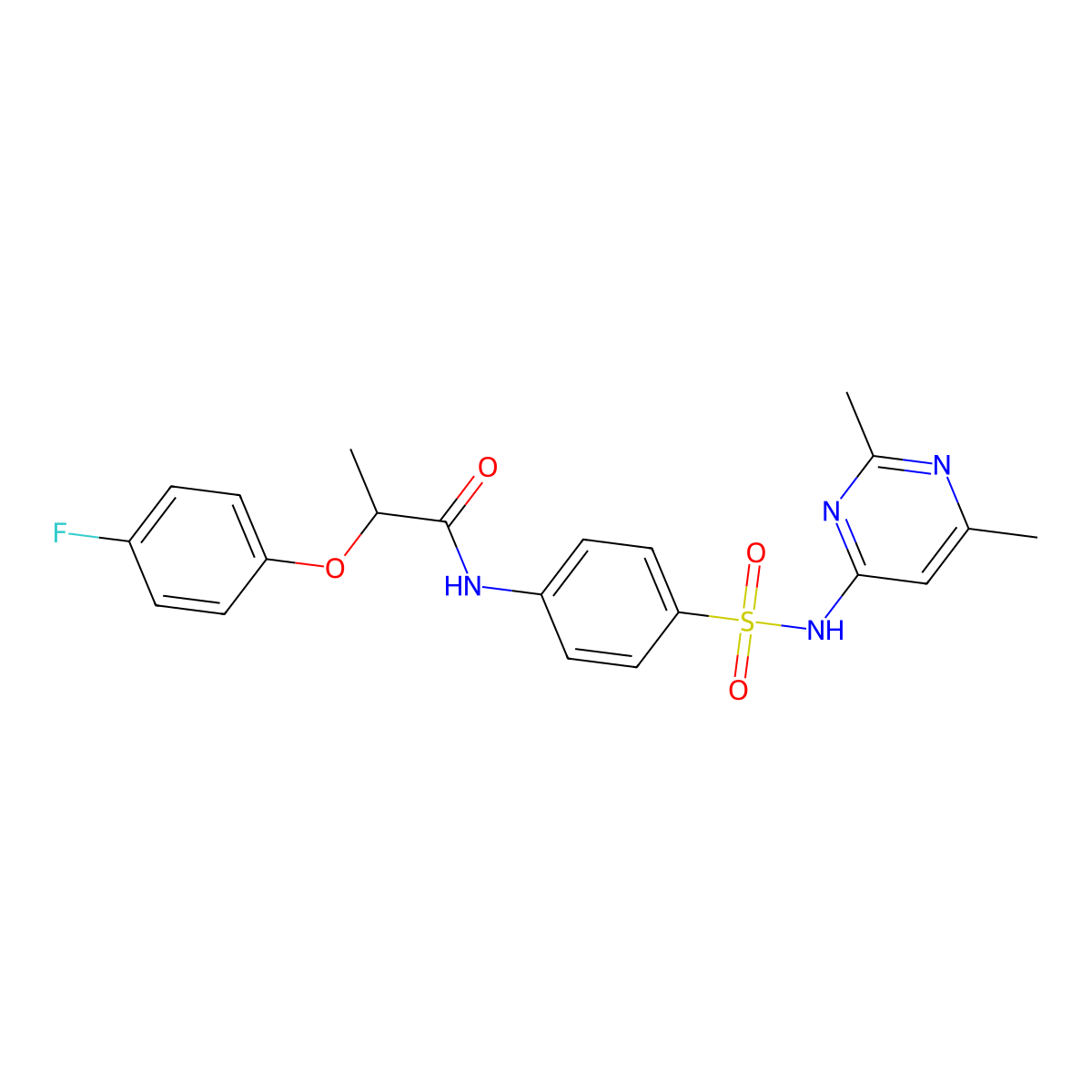 N-{4-[(2,6-dimethylpyrimidin-4-yl)sulfamoyl]phenyl}-2-(4-fluorophenoxy)propanamide molecular structure, CAS 617696-75-0