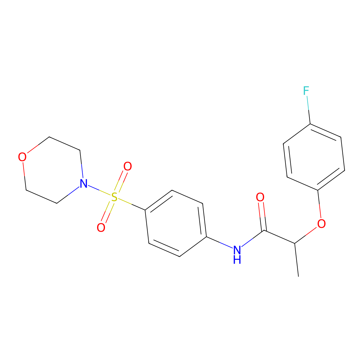 2-(4-fluorophenoxy)-N-[4-(morpholine-4-sulfonyl)phenyl]propanamide molecular structure, CAS 617696-80-7
