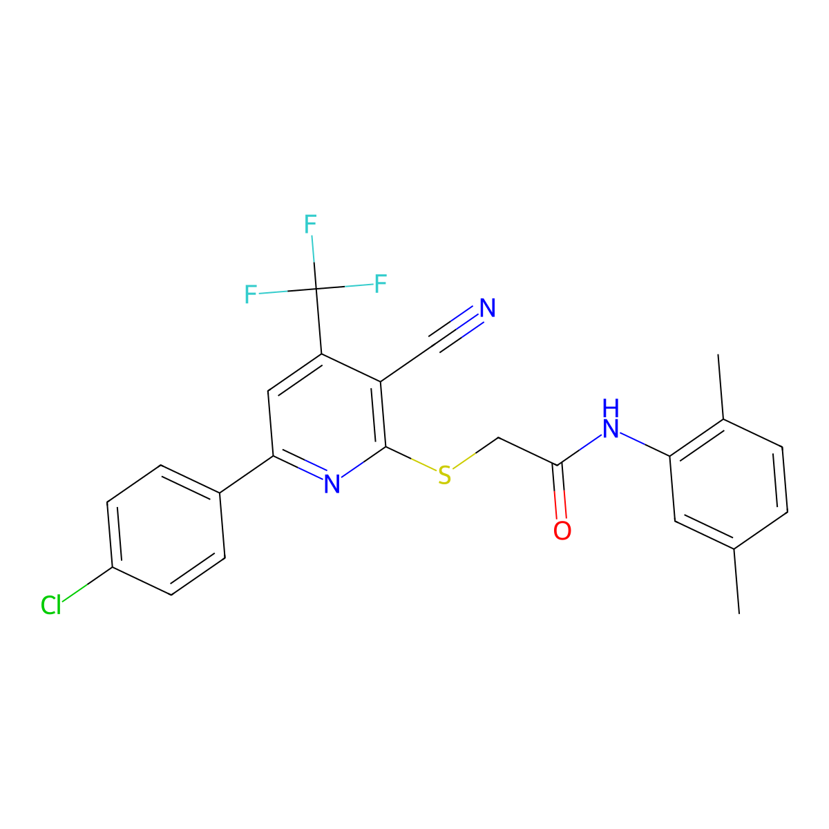 2-{[6-(4-Chlorophenyl)-3-cyano-4-(trifluoromethyl)-2-pyridinyl]sulfanyl}-N-(2,5-dimethylphenyl)acetamide molecular structure, CAS 617697-49-1
