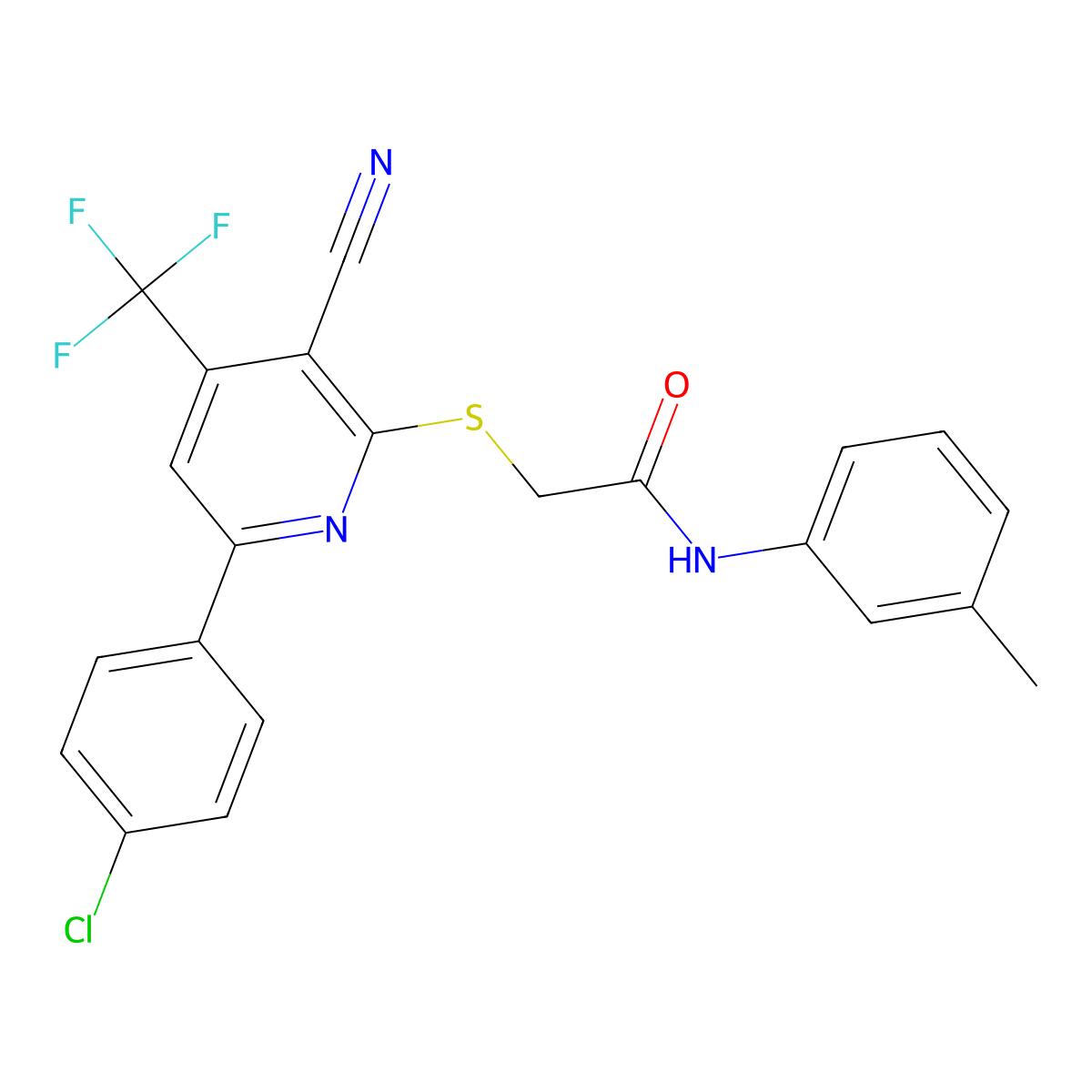 2-((6-(4-Chlorophenyl)-3-cyano-4-(trifluoromethyl)-2-pyridinyl)sulfanyl)-N-(3-methylphenyl)acetamide molecular structure, CAS 617697-50-4