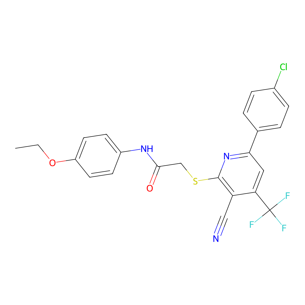 2-{[6-(4-Chlorophenyl)-3-cyano-4-(trifluoromethyl)-2-pyridinyl]sulfanyl}-N-(4-ethoxyphenyl)acetamide molecular structure, CAS 617697-55-9
