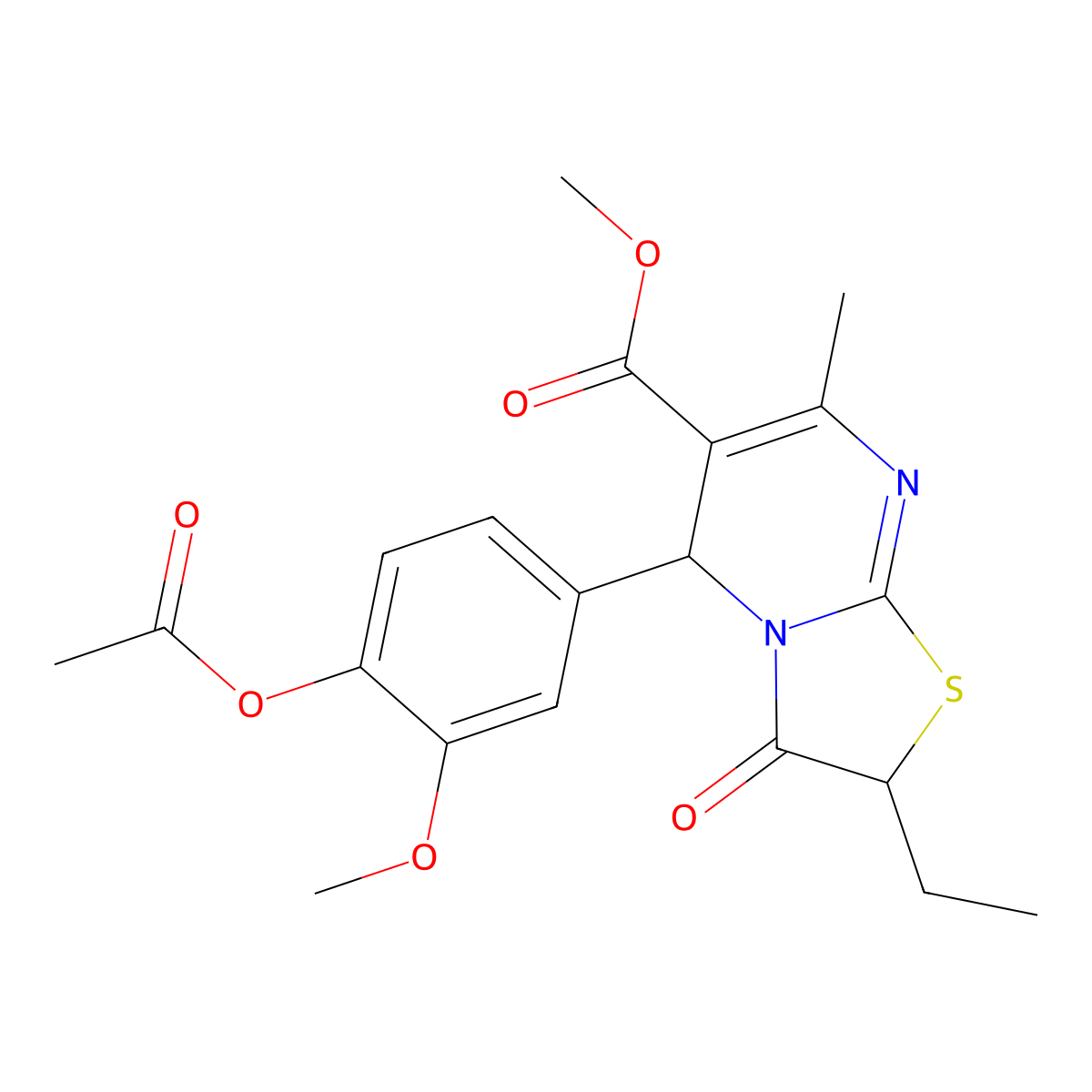 Methyl 5-[4-(acetyloxy)-3-methoxyphenyl]-2-ethyl-7-methyl-3-oxo-2,3-dihydro-5H-[1,3]thiazolo[3,2-A]pyrimidine-6-carboxylate molecular structure, CAS 617698-49-4