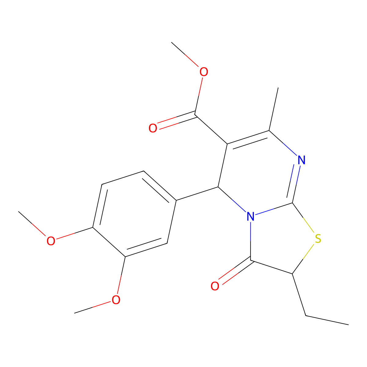 Methyl 5-(3,4-dimethoxyphenyl)-2-ethyl-7-methyl-3-oxo-2,3-dihydro-5H-(1,3)thiazolo(3,2-A)pyrimidine-6-carboxylate molecular structure, CAS 617698-56-3
