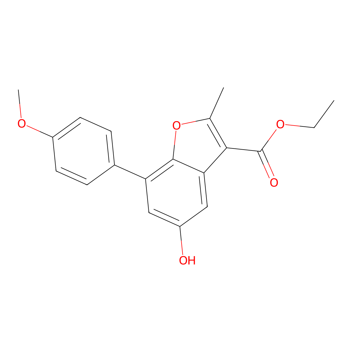Ethyl 5-hydroxy-7-(4-methoxyphenyl)-2-methyl-1-benzofuran-3-carboxylate molecular structure, CAS 617699-57-7