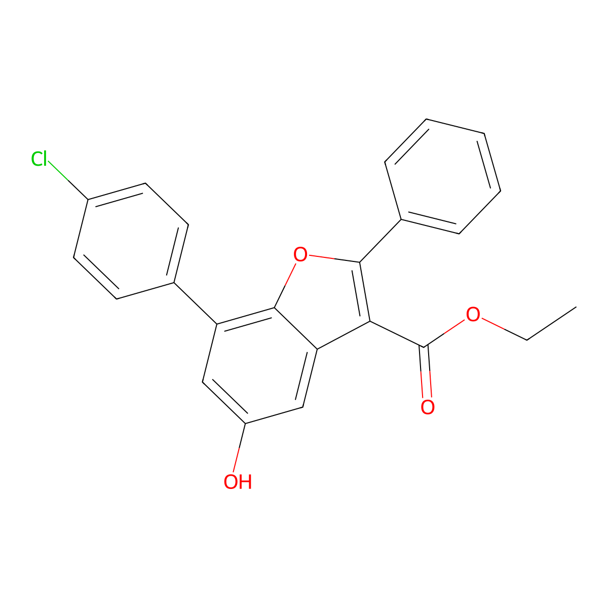 Ethyl 7-(4-chlorophenyl)-5-hydroxy-2-phenyl-1-benzofuran-3-carboxylate molecular structure, CAS 617699-63-5