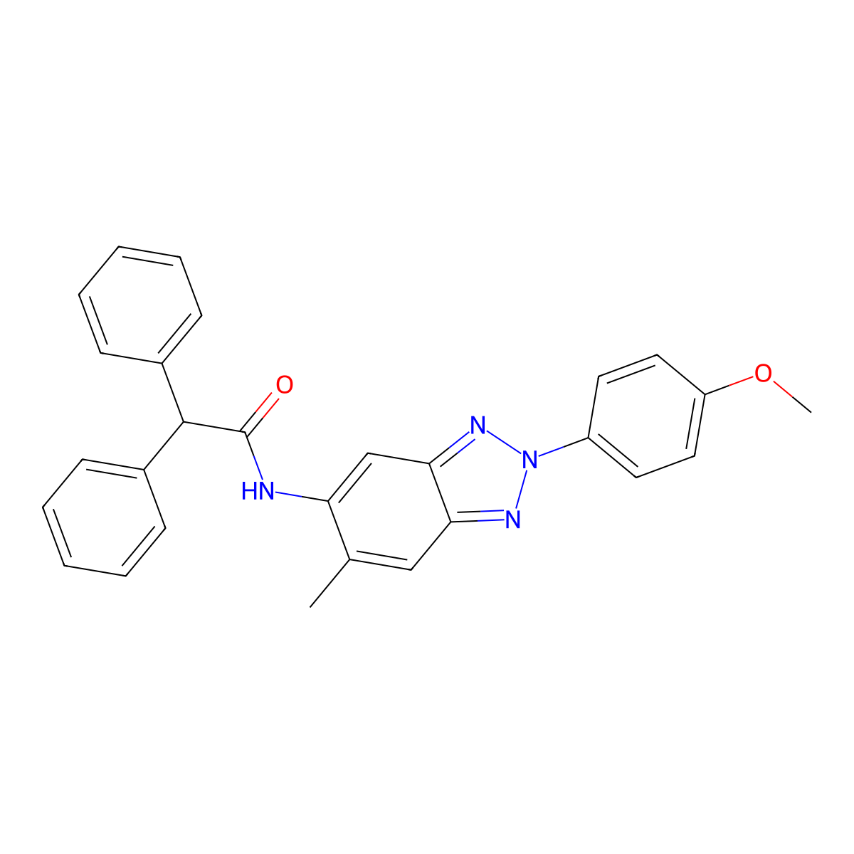 N-[2-(4-methoxyphenyl)-6-methyl-2H-1,2,3-benzotriazol-5-yl]-2,2-diphenylacetamide molecular structure, CAS 6177-10-2