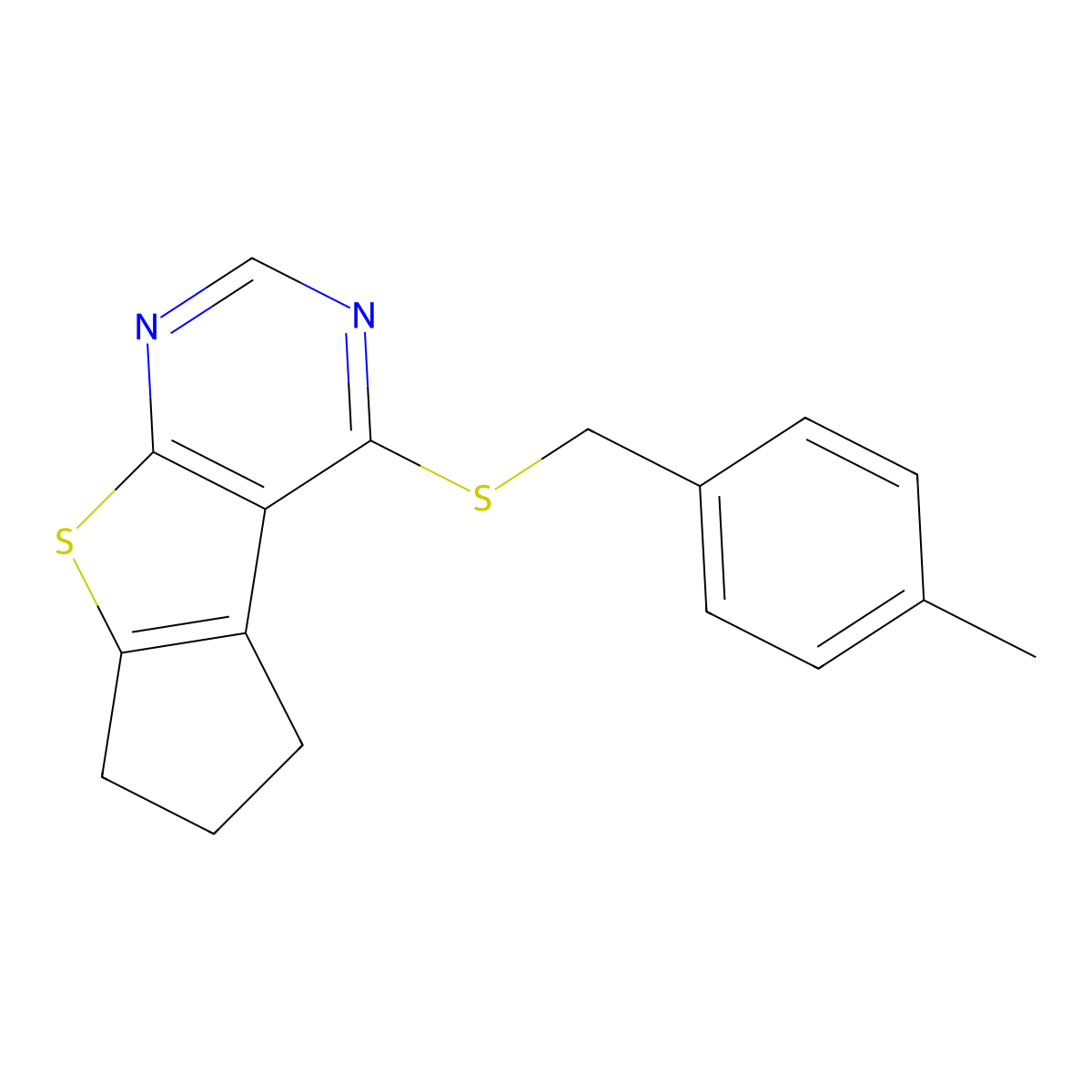 4-[(4-Methylbenzyl)sulfanyl]-6,7-dihydro-5h-cyclopenta[4,5]thieno[2,3-d]pyrimidine molecular structure, CAS 6177-73-7