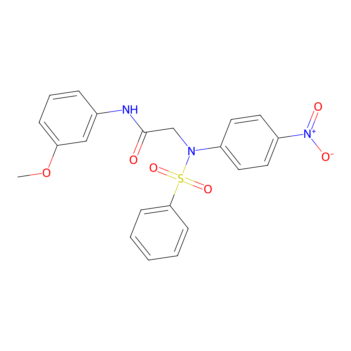 2-[Benzenesulfonyl-(4-nitro-phenyl)-amino]-N-(3-methoxy-phenyl)-acetamide molecular structure, CAS 6177-98-6