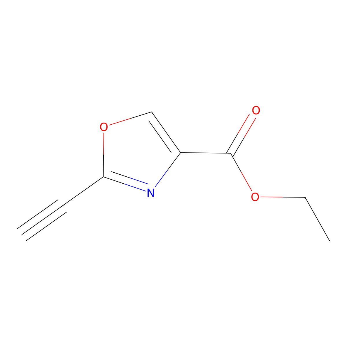 Ethyl 2-ethynyl-1,3-oxazole-4-carboxylate molecular structure, CAS 617705-26-7