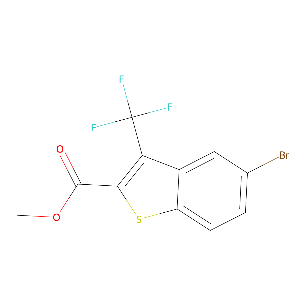 Methyl 5-bromo-3-(trifluoromethyl)benzo[b]thiophene-2-carboxylate molecular structure, CAS 617706-20-4