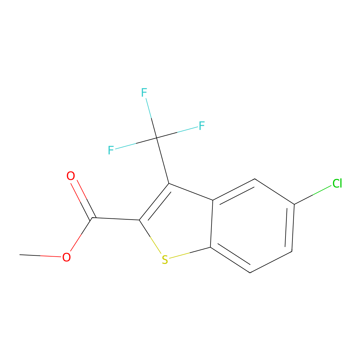 Methyl 5-chloro-3-(trifluoromethyl)benzo[b]thiophene-2-carboxylate molecular structure, CAS 617706-21-5