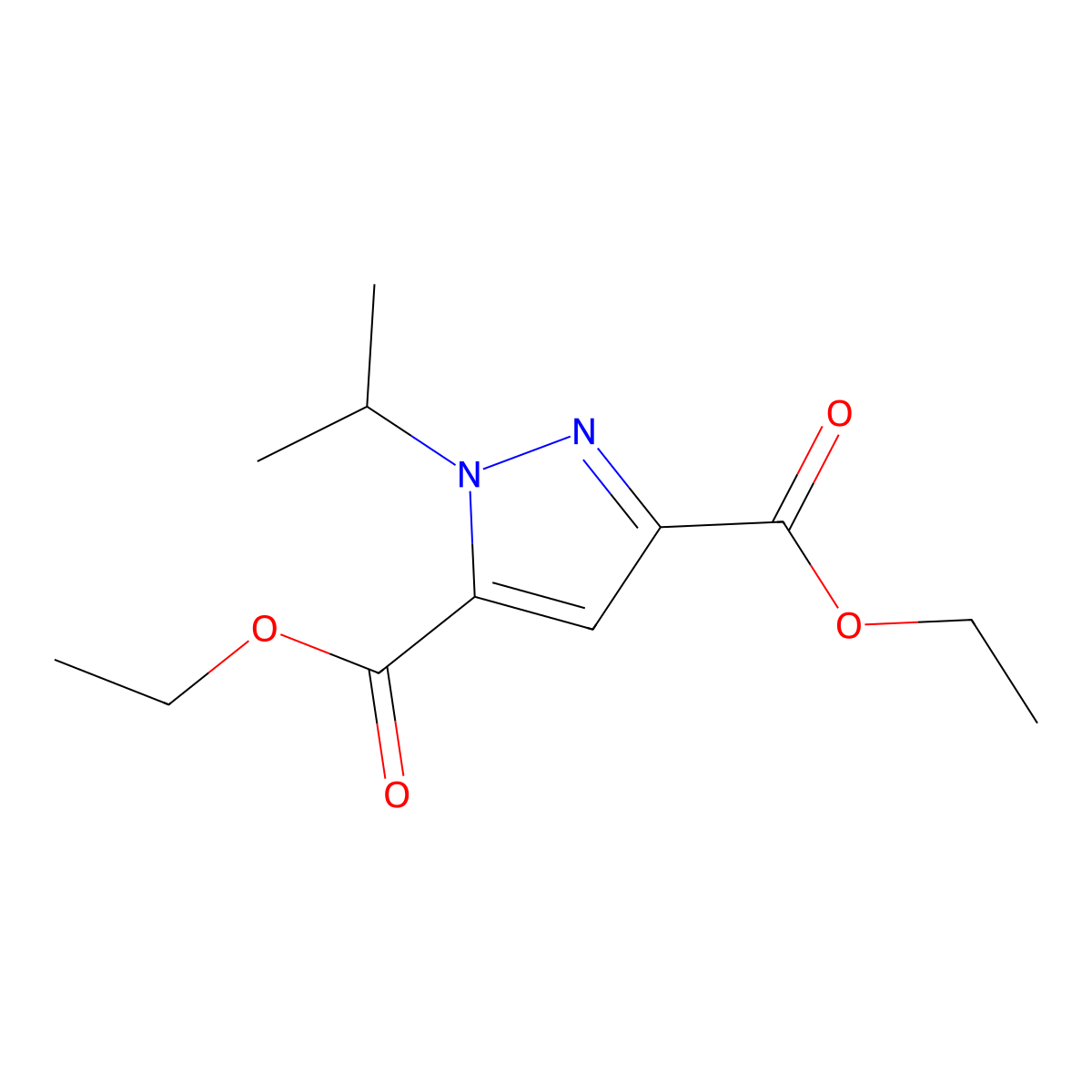 Diethyl 1-isopropyl-1H-pyrazole-3,5-dicarboxylate molecular structure, CAS 617709-76-9