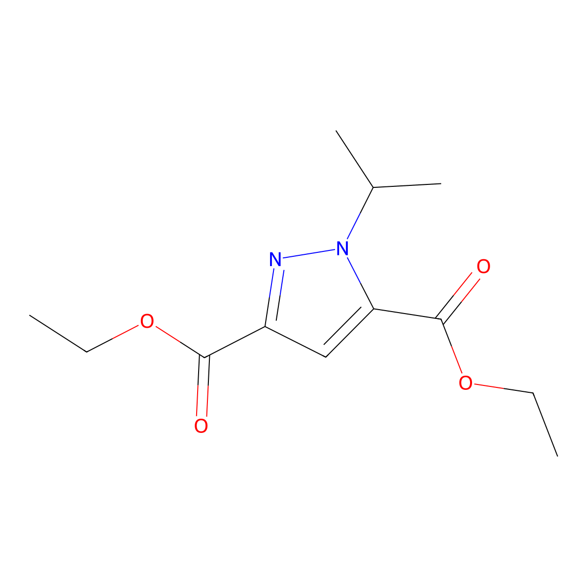 Diethyl 1-isopropyl-1H-pyrazole-3,5-dicarboxylate molecular structure, CAS 617709-76-9