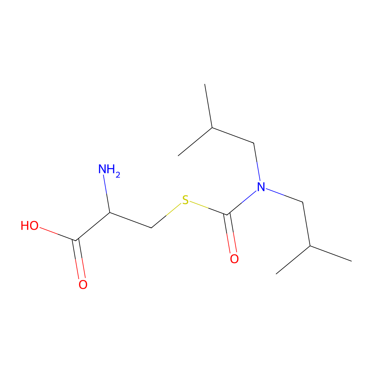 L-Cysteine, bis(2-methylpropyl)carbamate (ester) molecular structure, CAS 61772-62-1