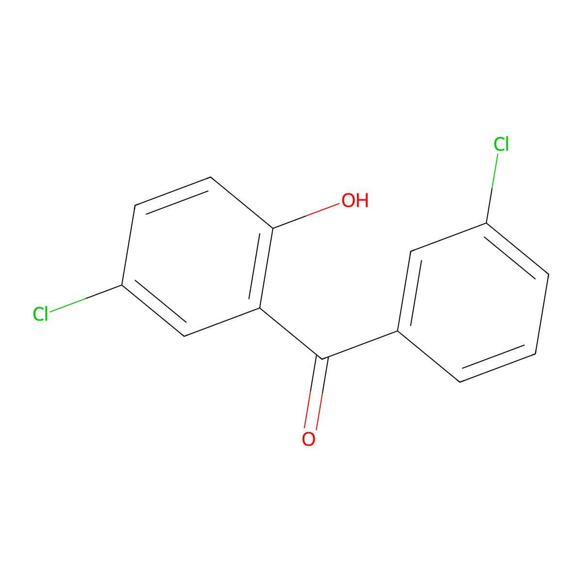 Methanone, (5-chloro-2-hydroxyphenyl)(3-chlorophenyl)- molecular structure, CAS 61785-36-2