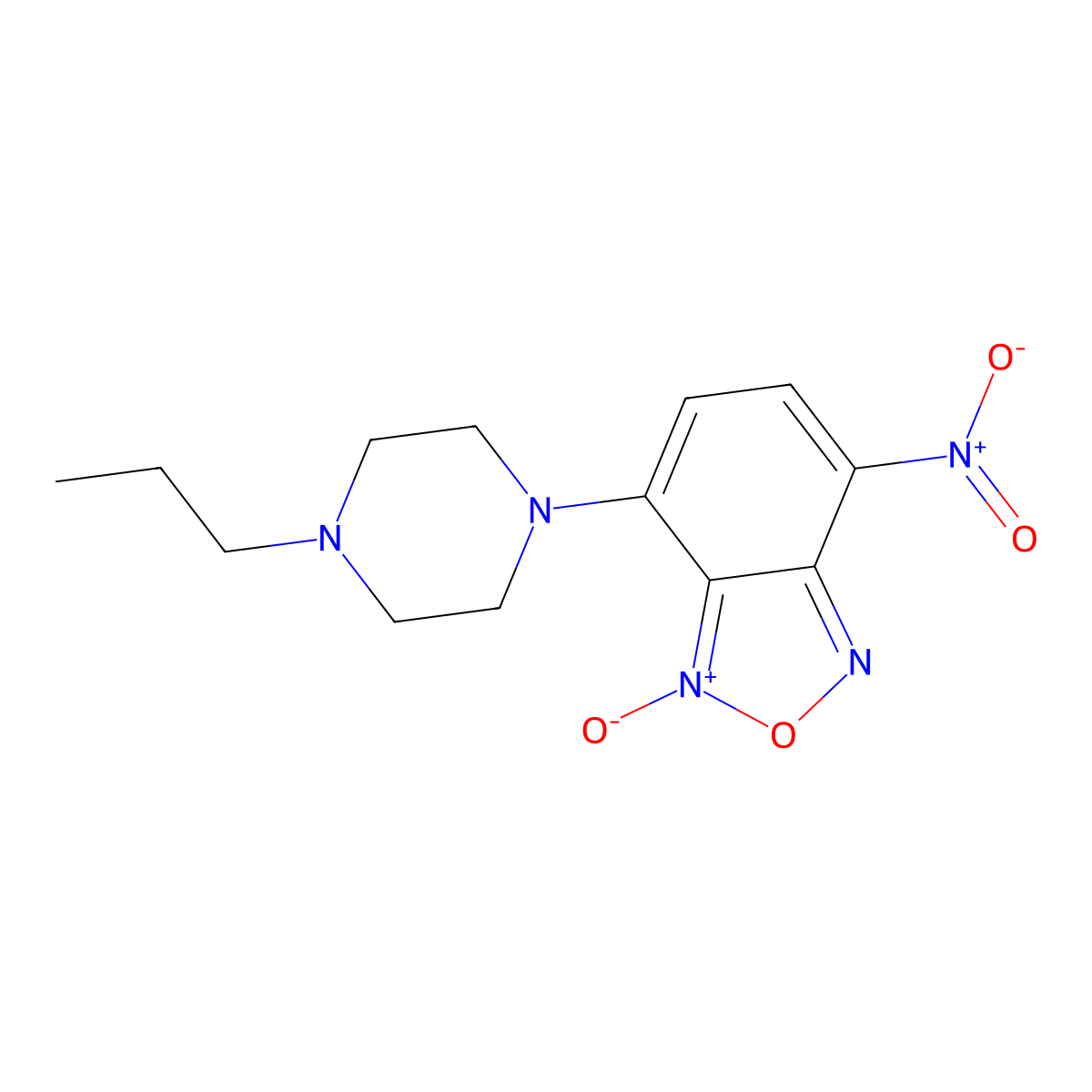 Benzofurazan, 4-nitro-7-(4-propyl-1-piperazinyl)-, 1-oxide molecular structure, CAS 61785-52-2