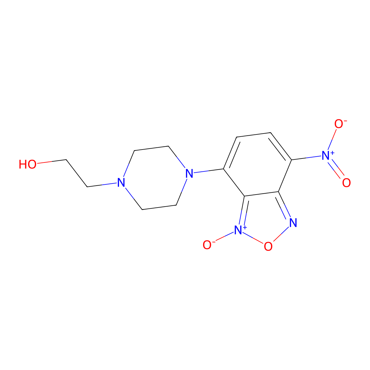Benzofurazan, 7-(4-(2-hydroxyethyl)-1-piperazinyl)-4-nitro-, 1-oxide molecular structure, CAS 61785-54-4