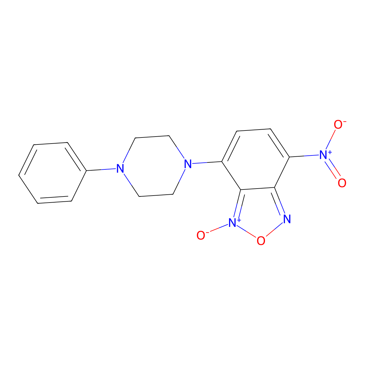Benzofurazan, 4-nitro-7-(4-phenyl-1-piperazinyl)-, 1-oxide molecular structure, CAS 61785-70-4