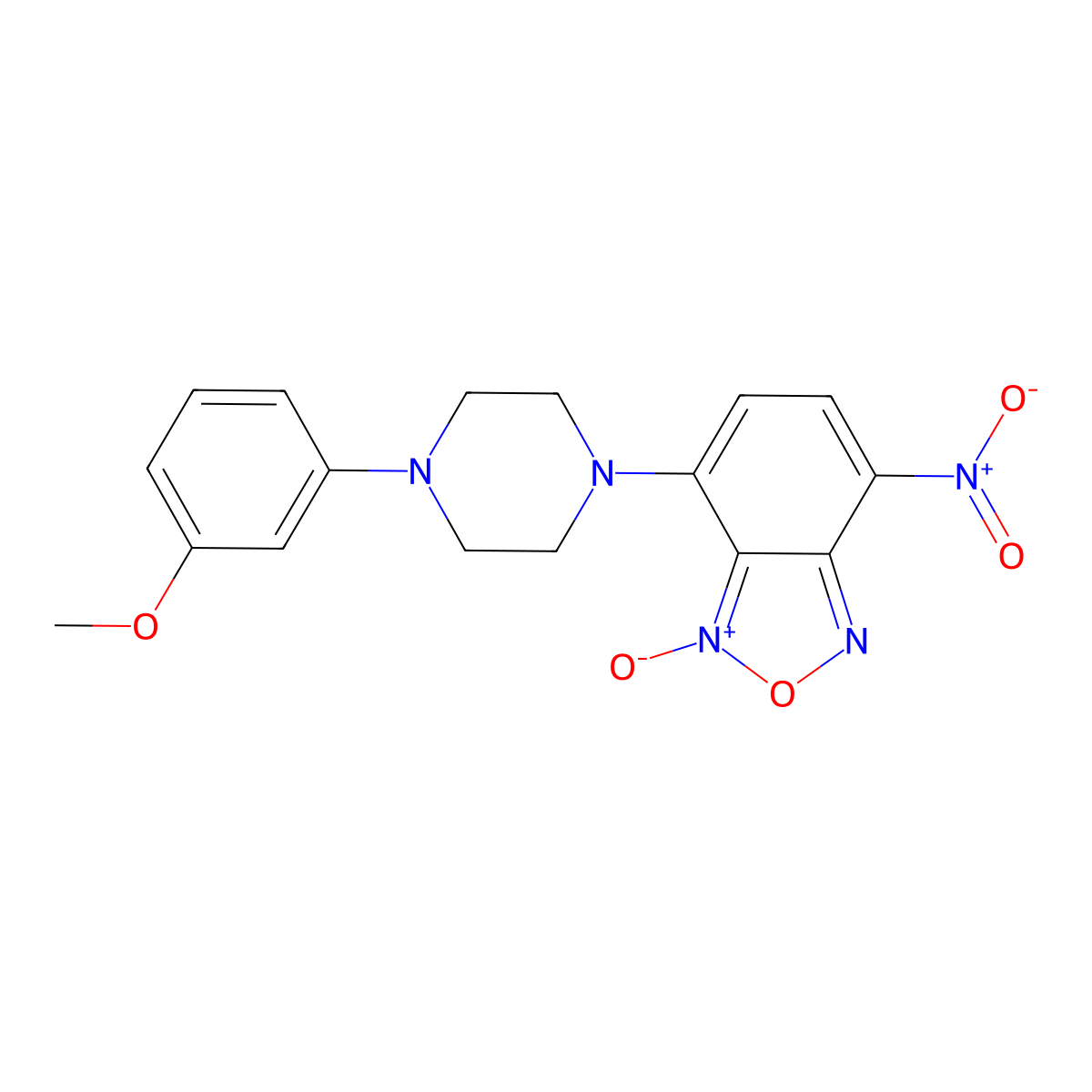 Benzofurazan, 7-(4-(3-methoxyphenyl)-1-piperazinyl)-4-nitro-, 1-oxide molecular structure, CAS 61785-72-6