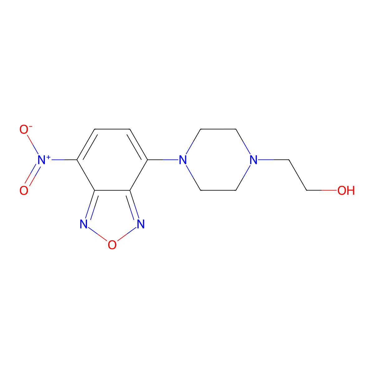 1-Piperazineethanol, 4-(7-nitrobenzofurazan-4-yl)- molecular structure, CAS 61785-74-8