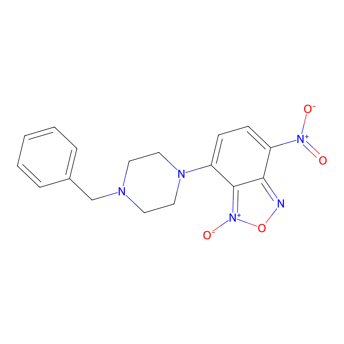 Benzofurazan, 7-(4-benzyl-1-piperazinyl)-4-nitro-, 1-oxide molecular structure, CAS 61785-84-0
