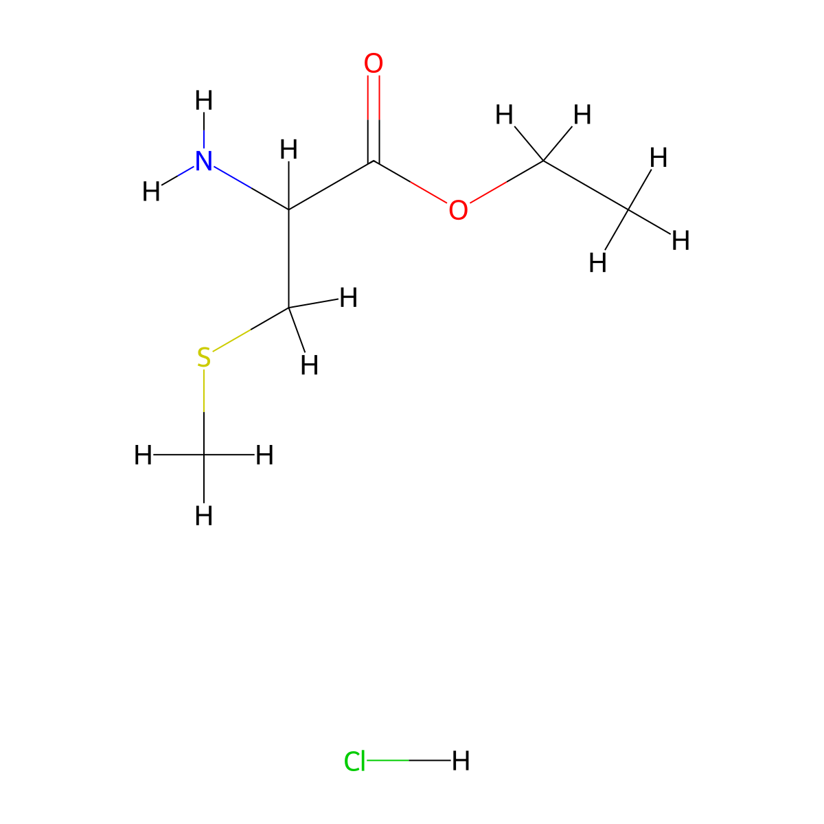 Ethyl 2-amino-3-(methylsulfanyl)propanoate hydrochloride molecular structure, CAS 61786-58-1